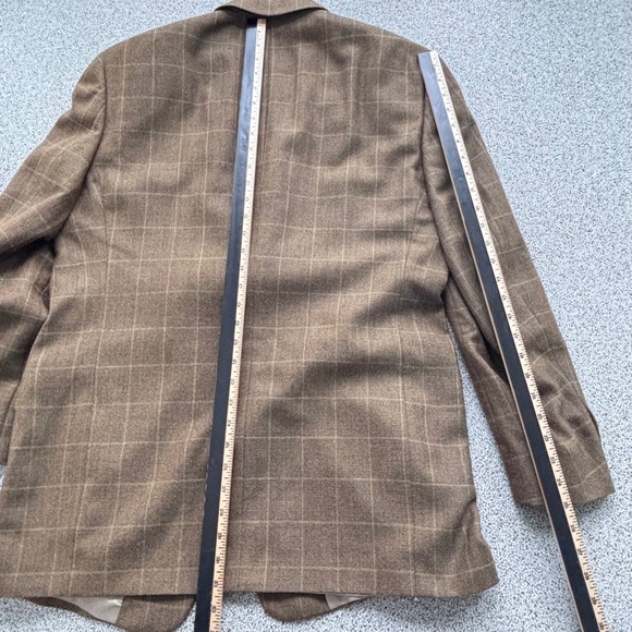 Hart Schaffner Marx Windowpane Plaid Blazer 44L Brown Sport Jacket Parisian Wool - Picture 15 of 16